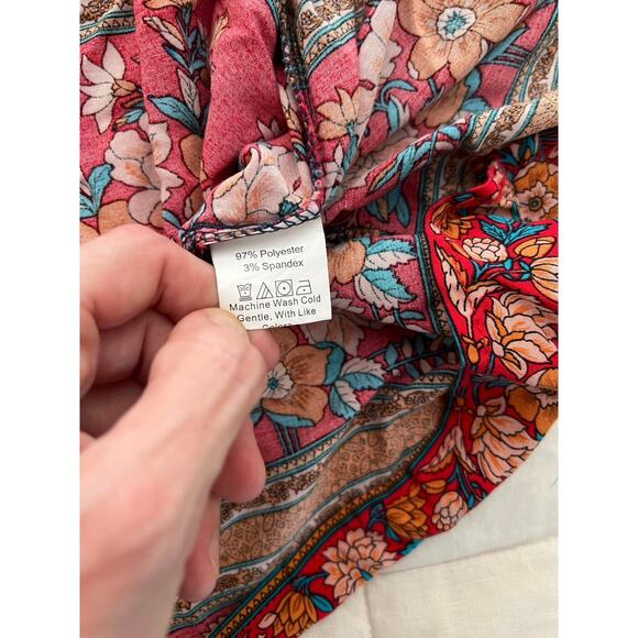 Pretty Garden Multicolor Floral Short Sleeve Cinch Waist Lightweight Maxi Dress - Picture 8 of 11